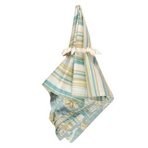 Set of 8 C&F Home Blue Natural Shells and Striped Reversible Cotton Napkins